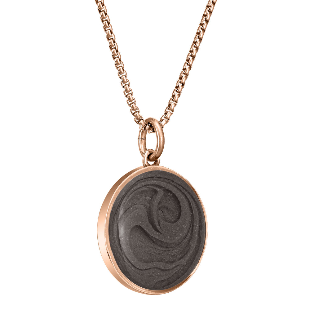close by me jewelry's 14k rose gold 15mm dome memorial pendant from the side