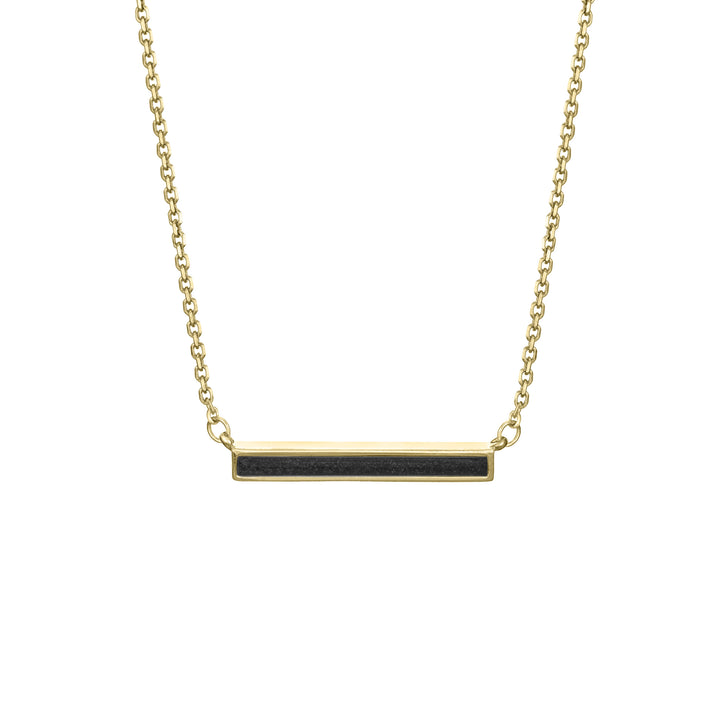 Thin Lateral Bar Cremation Necklace in 14K Yellow Gold