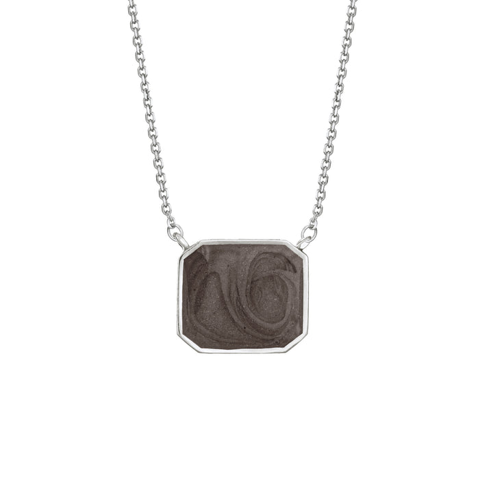 Cushion Art Deco Cremation Necklace in Sterling Silver