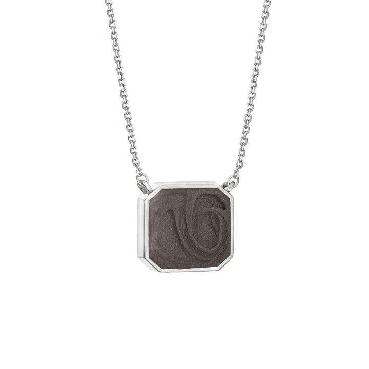 Cushion Art Deco Cremation Necklace in Sterling Silver