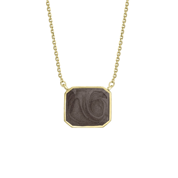 Cushion Art Deco Cremation Necklace in 14K Yellow Gold