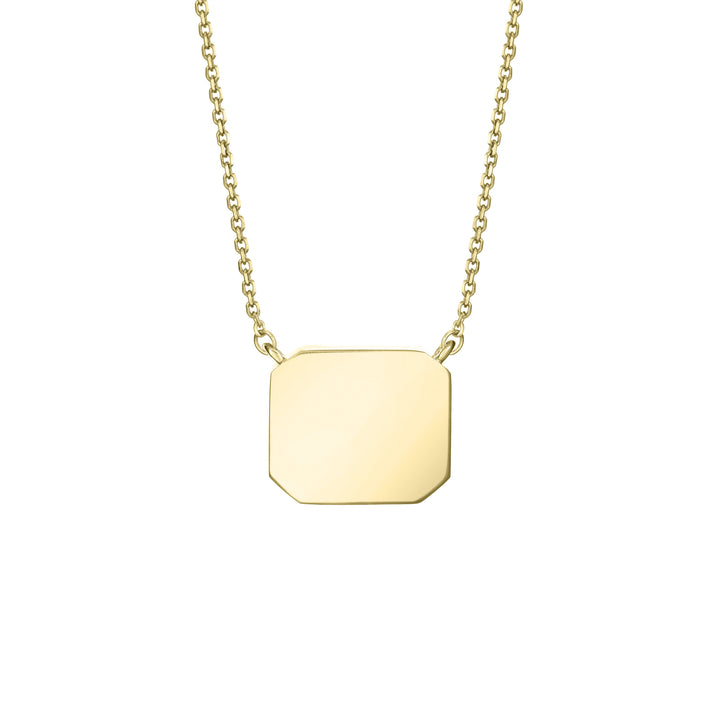 Cushion Art Deco Cremation Necklace in 14K Yellow Gold