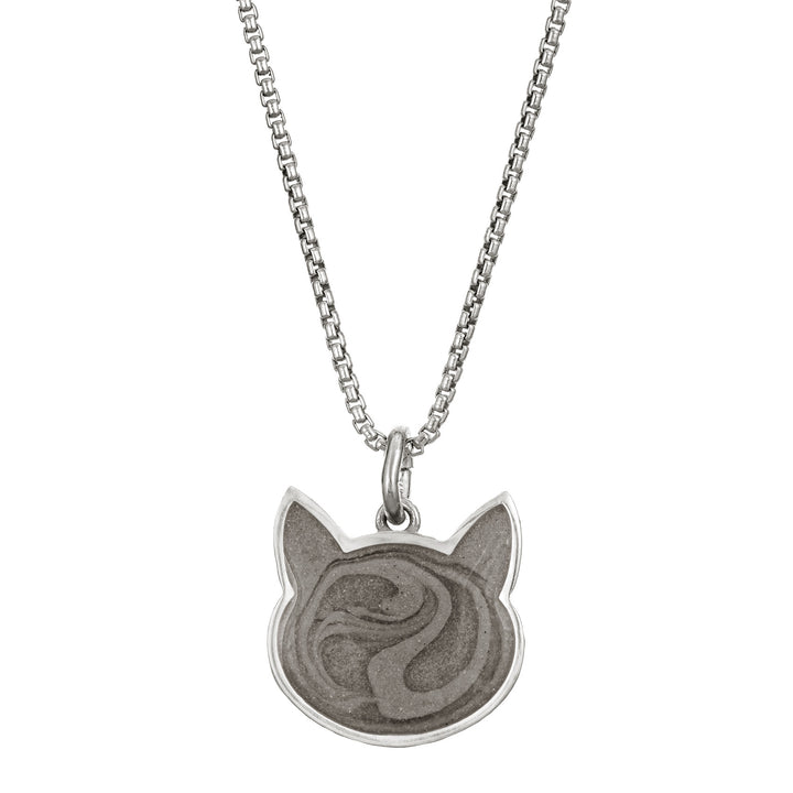 close by me's sterling silver cat cremation pendant from the front