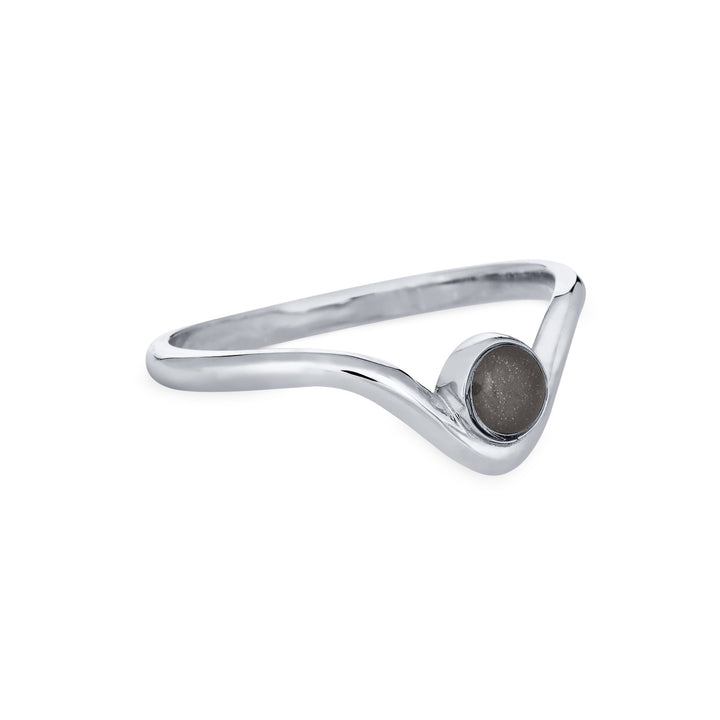 Side of Close By Me's Chevron Circle Setting Cremation Ring in 14K White Gold