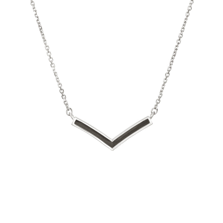 close by me jewelry's sterling silver chevron ashes necklace from the front