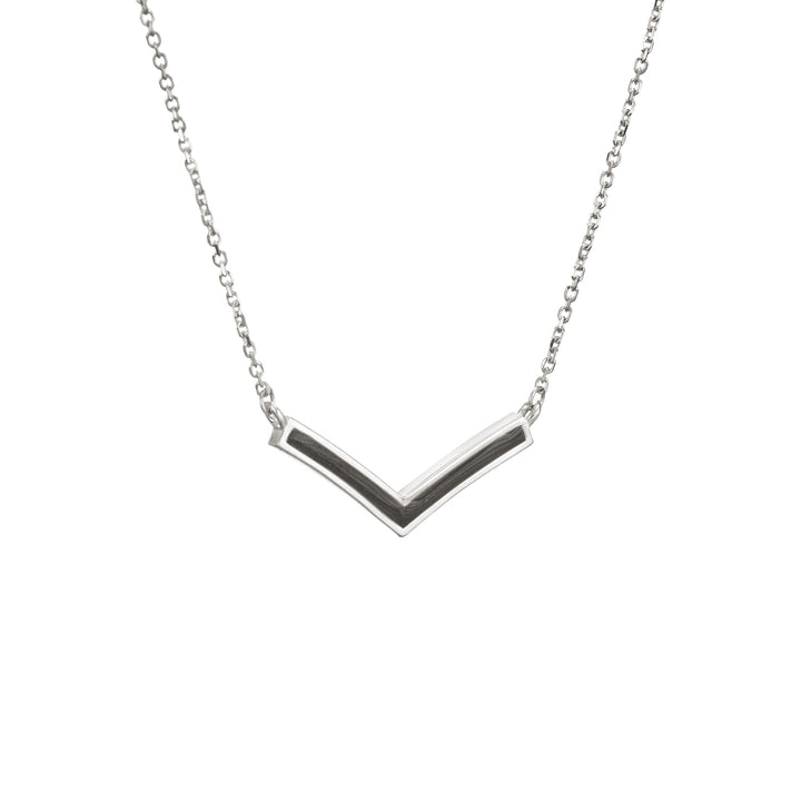 close by me jewelry's sterling silver chevron ashes necklace from an angle