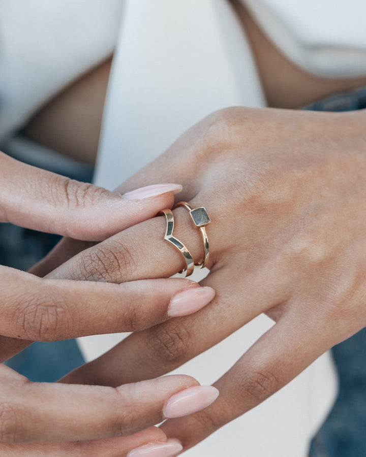 Chevron Cremation Ring in Sterling Silver
