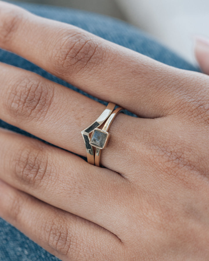 Chevron Cremation Ring in Sterling Silver