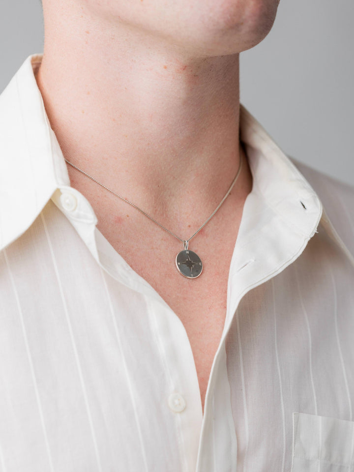 Compass Cremation Necklace in 14K Yellow Gold