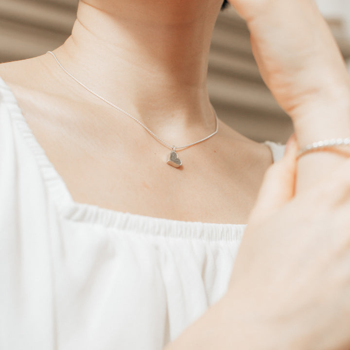 Dainty Heart Cremation Necklace in 14K Rose Gold