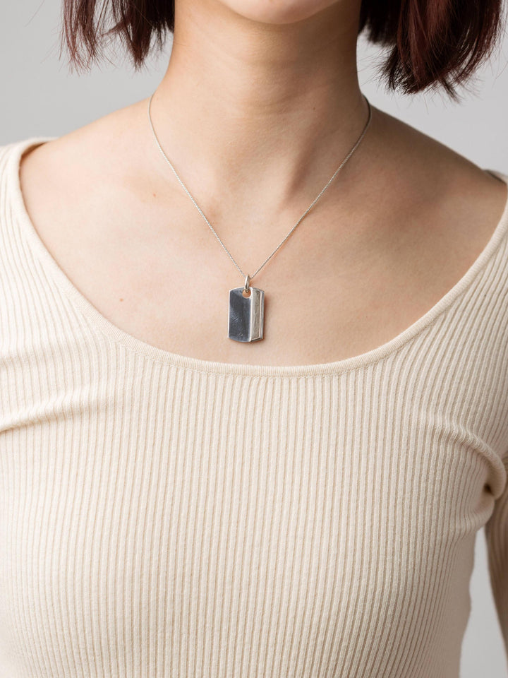 Dog Tag Cremation Necklace in 14K White Gold