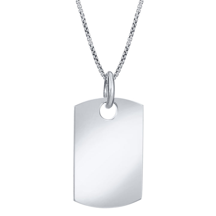 The dog tag ashes pendant design by close by me jewelry in 14k white gold from the back