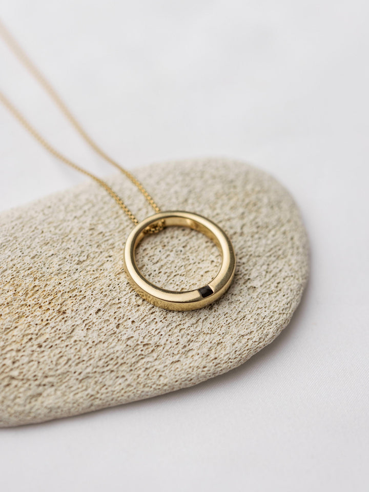 Eternal Circle Cremation Necklace in 14K Yellow Gold