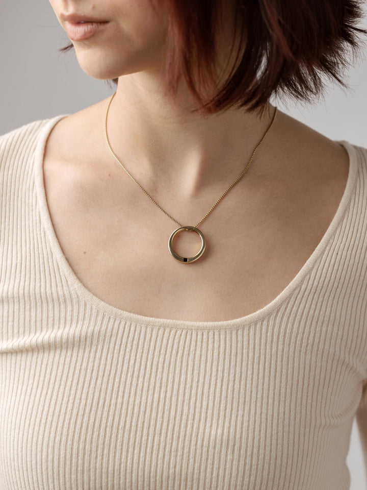 Eternal Circle Cremation Necklace in 14K Yellow Gold