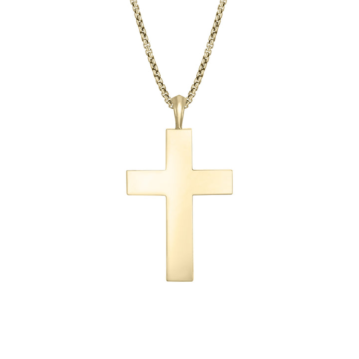 Fancy Bail Cross Cremation Necklace in 14K Yellow Gold