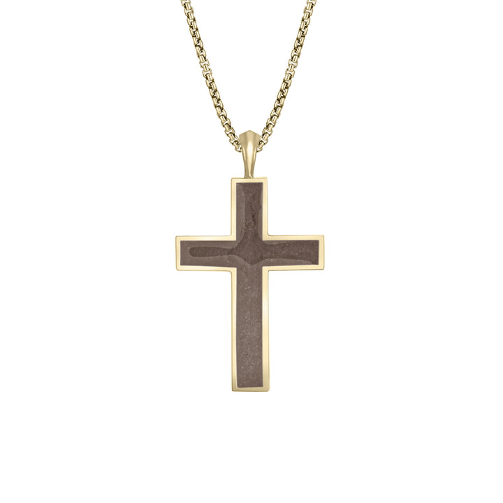 Fancy Bail Cross Cremation Necklace in 14K Yellow Gold