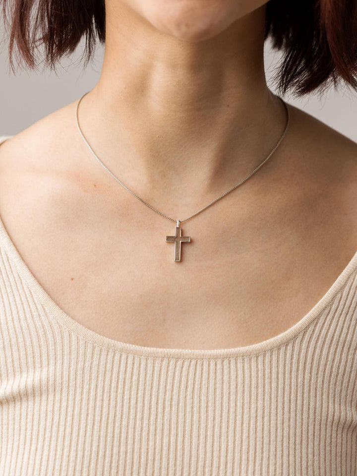 Fancy Bail Cross Cremation Necklace in 14K Yellow Gold