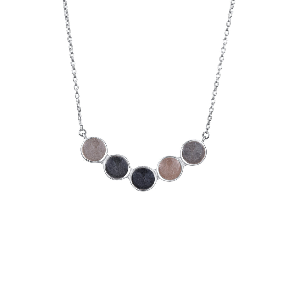 Pictured here is the Five Setting Chevron Ashes Necklace in 14K White Gold designed by close by me jewelry from the front