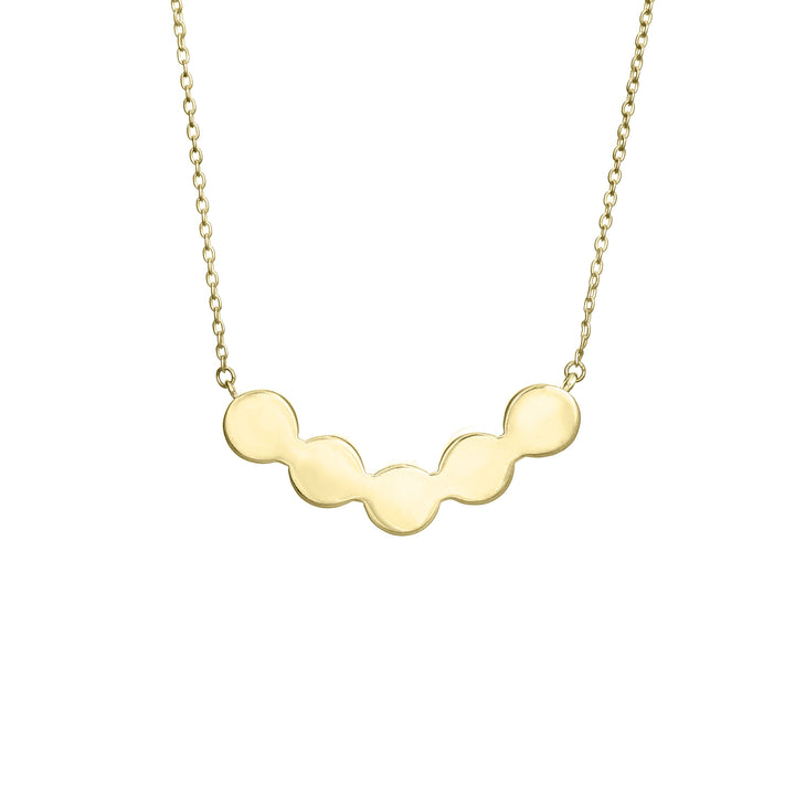 Pictured here is the Five Setting Chevron Necklace in 14K Yellow Gold designed and set with cremains by close by me jewelry from the back