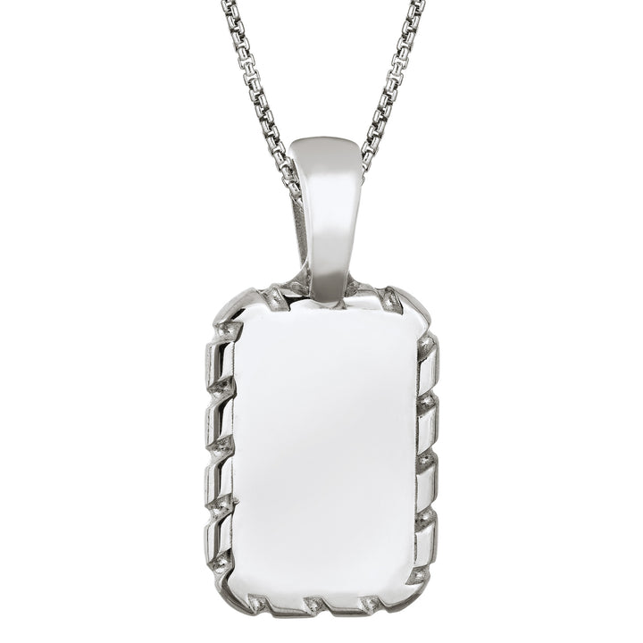 The largest of close by me jewelry's cable cremation pendants in sterling silver on a thin chain from the back