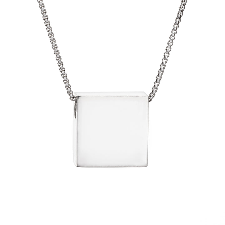 The Sterling Silver Ashes Sliding Pendant with a Large Square Setting by close by me jewelry from the back