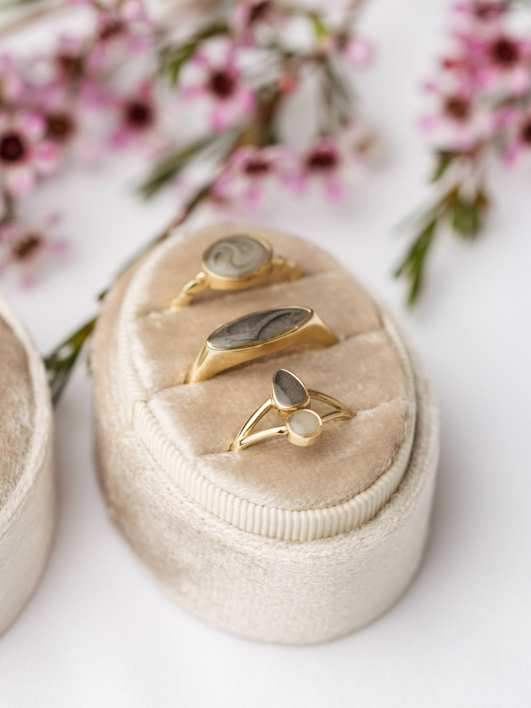 Lateral Marquise Signet Cremation Ring in 14K Yellow Gold