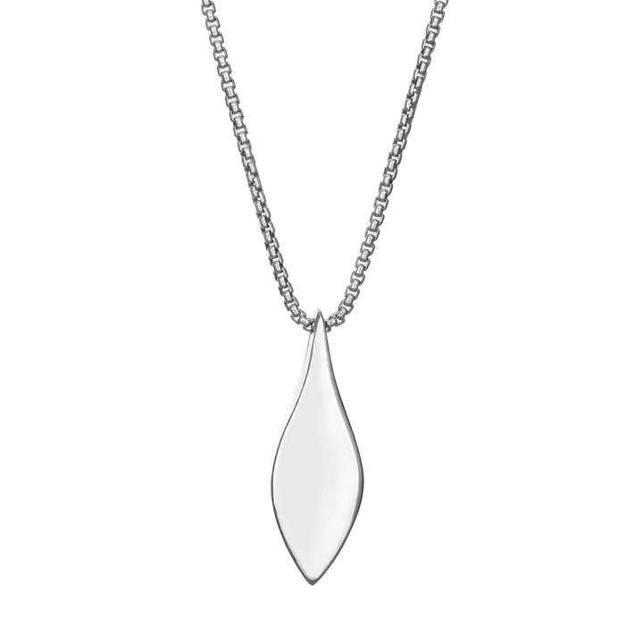 The Leaf Cremains Pendant in 14K White Gold, designed and set with ashes by close by me jewelry from the back