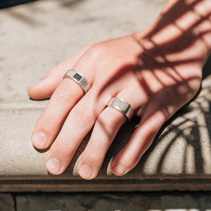 Detailed Rectangle Setting Cremation Ring in 14K Rose Gold