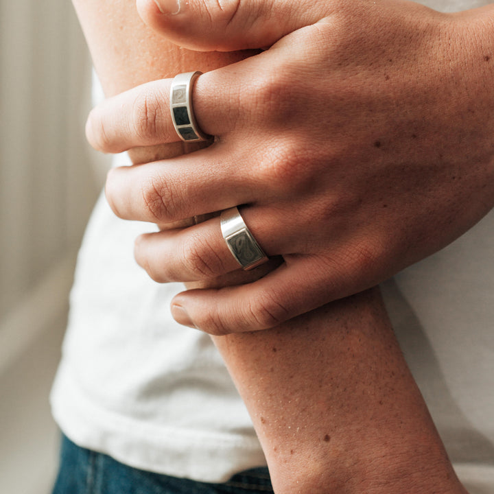 Detailed Rectangle Setting Cremation Ring in 14K Rose Gold