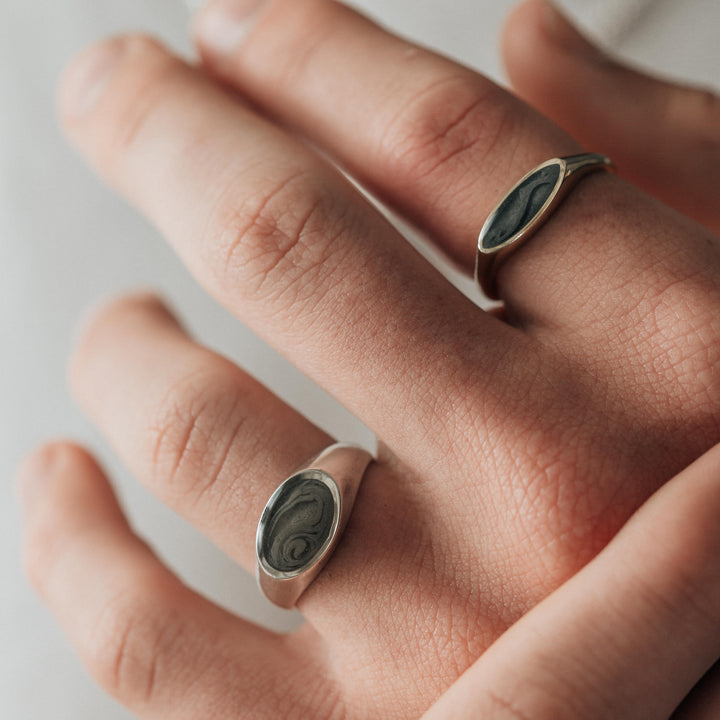 Lateral Oval Signet Cremation Ring in 14K Rose Gold