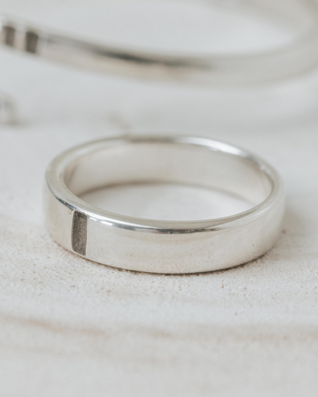 Simple Band Cremation Ring in 14K White Gold