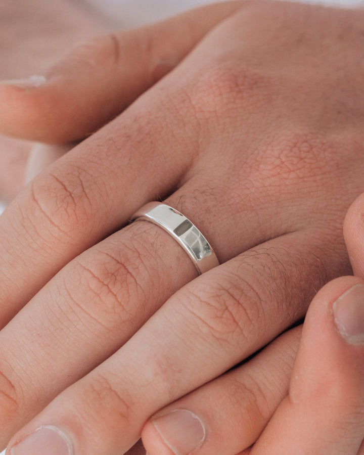 Simple Band Cremation Ring in 14K White Gold