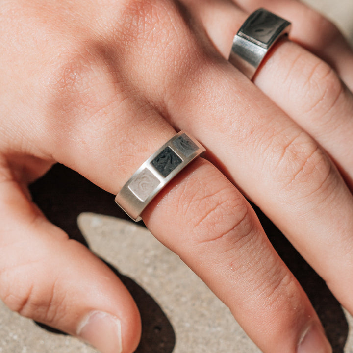 Three Setting Classic Band Cremation Ring in 14K Rose Gold
