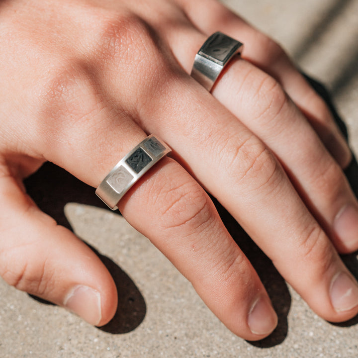 Three Setting Classic Band Cremation Ring in Sterling Silver