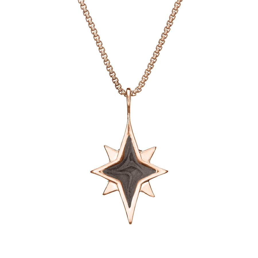 close by me jewelry's 14K Rose Gold North Star Cremation Pendant design from the front