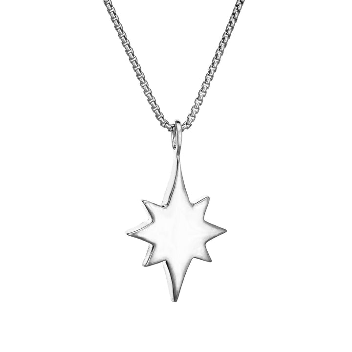 close by me jewelry's Sterling Silver North Star Ashes Pendant design from the back
