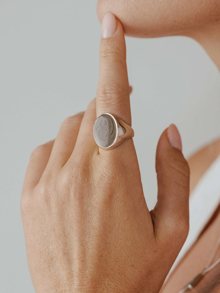 Oval Signet Cremation Ring in 14K Yellow Gold