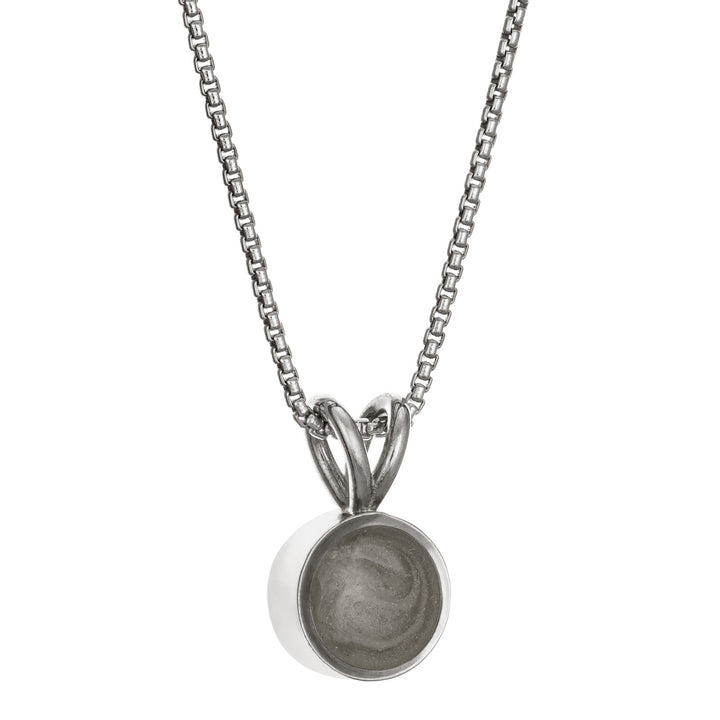This photo shows the Rabbit Ear Pendant with Cremated Remains in Sterling Silver by close by me jewelry from the side