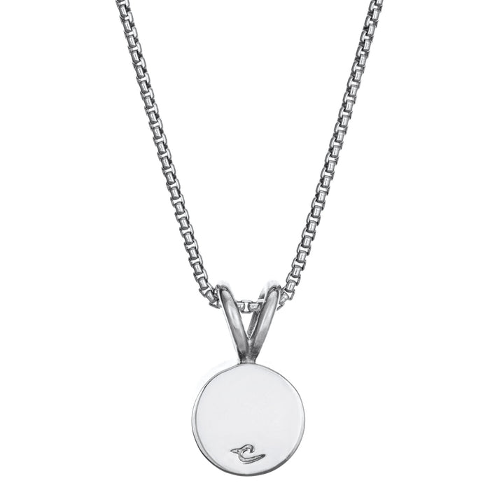 This photo shows the Rabbit Ear Cremation Necklace in 14K White Gold by close by me jewelry from the back