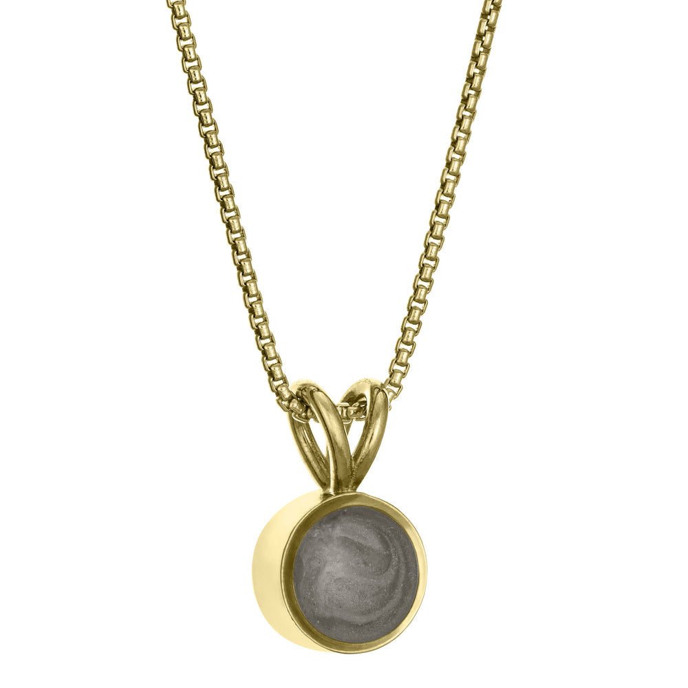 This photo shows the Rabbit Ear Pendant with Ashes in 14K Yellow Gold by close by me jewelry from the side