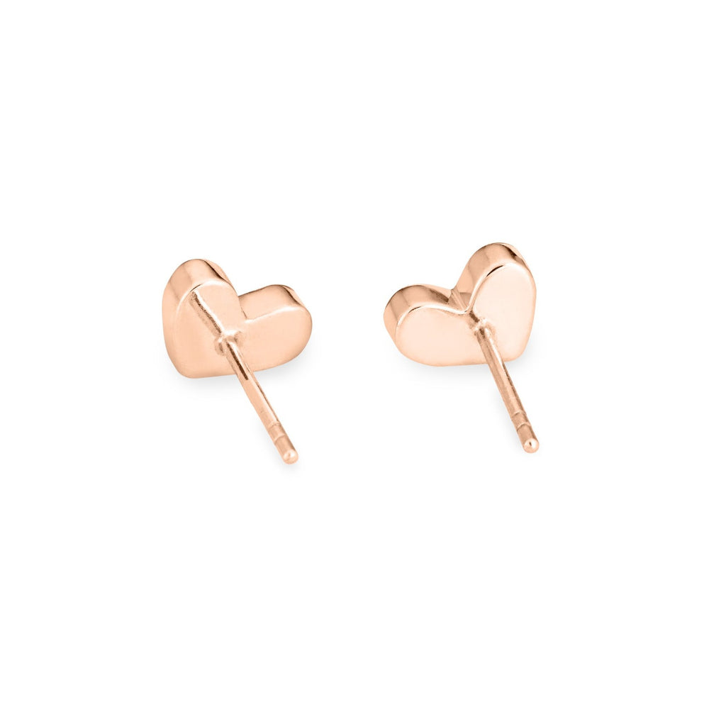 14k rose gold signature heart cremation stud earrings shown from the back