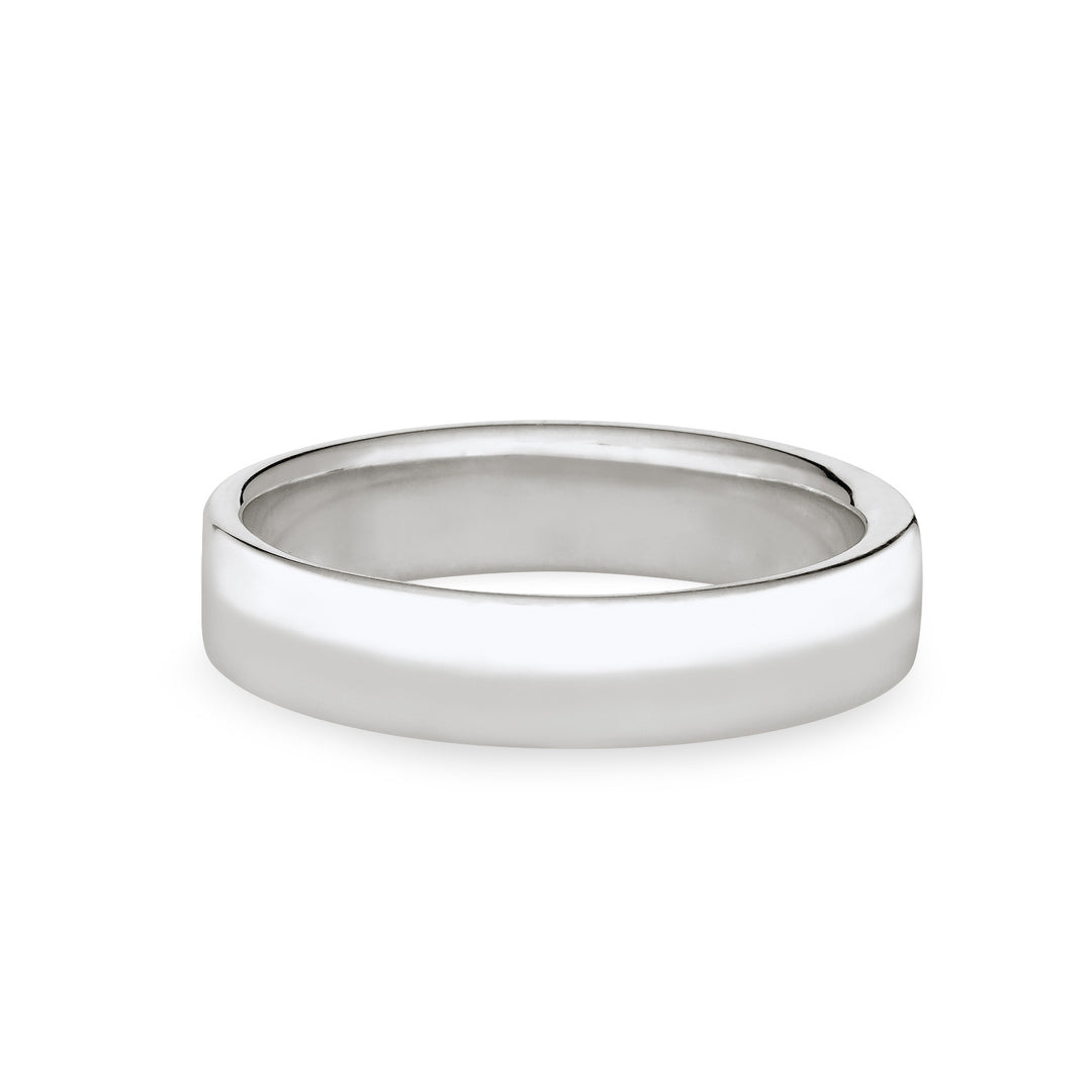 Back view of Close By Me's Men's Simple Band Cremation Ring in Sterling Silver against a solid white background.