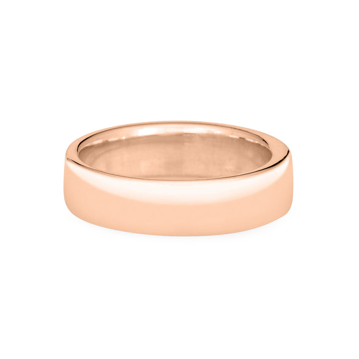 Back view of Close By Me's Simple Band Three Setting Cremation Ring in 14K Rose Gold against a solid white background.