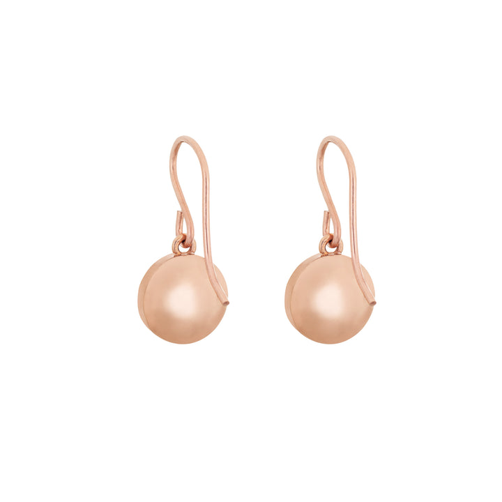 Simple dome cremation earrings in 14k rose gold shown from the back