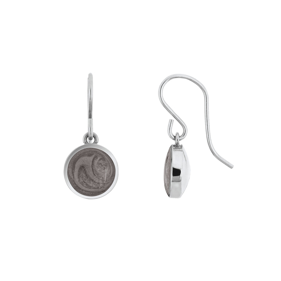 simple dome cremation earrings in 14k white gold shown from the front