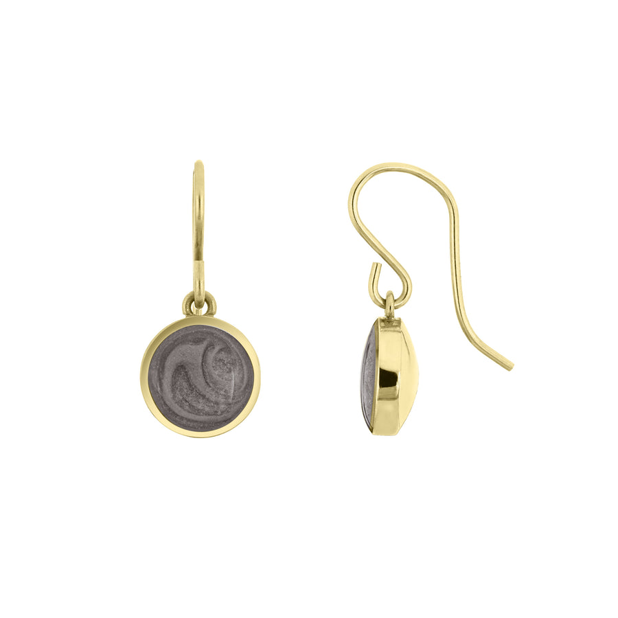 simple dome cremation earrings in 14k yellow gold shown from the front
