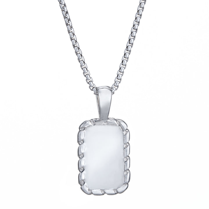 The 14K White Gold Small Cable Memorial Necklace designed by close by me from the back