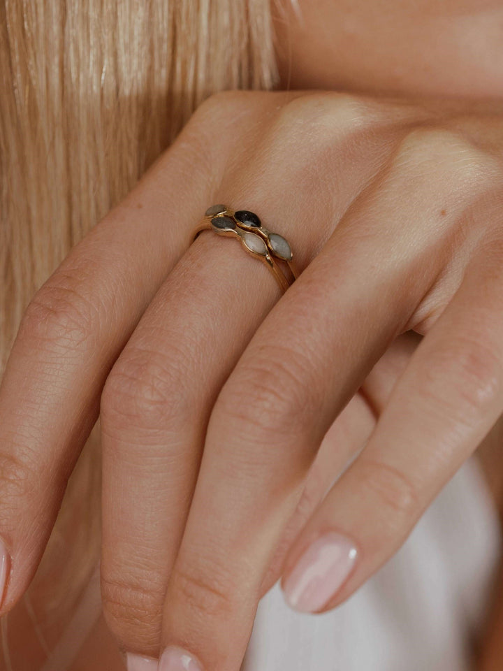 Three Setting Cremation Ring in Sterling Silver