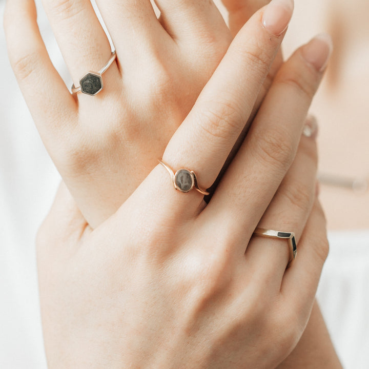 Tilted Oval Cremation Ring in 14K Rose Gold