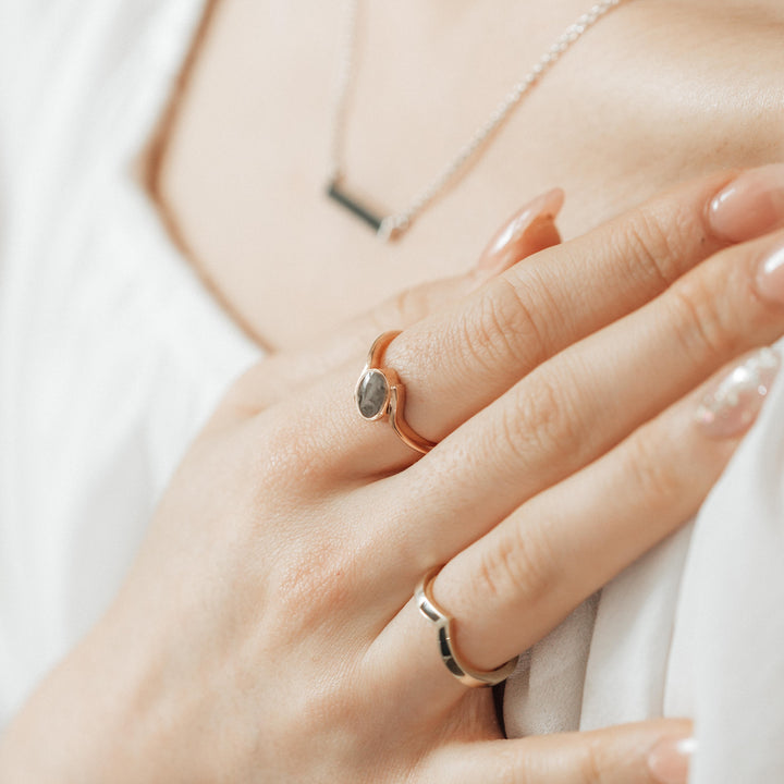 Tilted Oval Cremation Ring in 14K Rose Gold